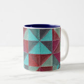 red, teal, purple, and gray quilt tweekleurige koffiemok (Voorkant rechts)