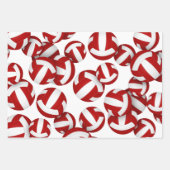 Red Team Kleuren Volleybal 3 PC Coördinatie Inpakpapier Vel (Voorkant)