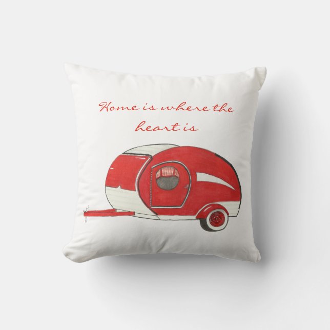 Red Teardrop Camping Poly Pillow Kussen (Voorkant)