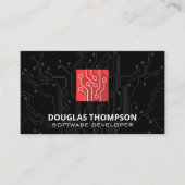 Red Tech Circuit Logo Visitekaartje (Voorkant)