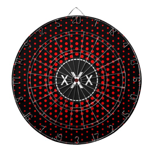Red Techno Stippen Modern Monogram Dartbord (Voorkant)