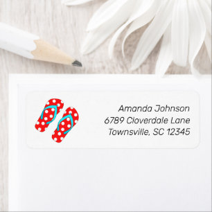 Red Teenslippers Summer Beach Return Label