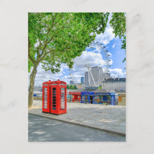 Red Telephone Boxes, Briefkaart Londen
