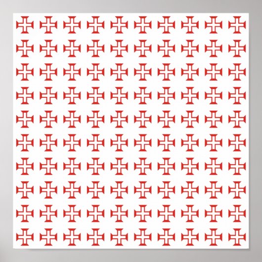 Red Templar Cross pattern Poster (Voorkant)