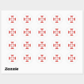 Red Templar Cross Ronde Sticker (Vel)