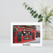 Red Temple Bar pub in Dublin briefkaart met tekst (Staand voorkant)
