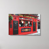 Red Temple Bar pub in Dublin canvas Afdruk (Voorkant)