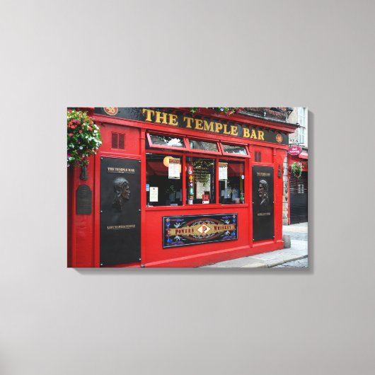Red Temple Bar pub in Dublin canvas Afdruk (Voorkant)