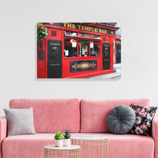 Red Temple Bar pub in Dublin canvas Afdruk (Insitu (Woonkamer))