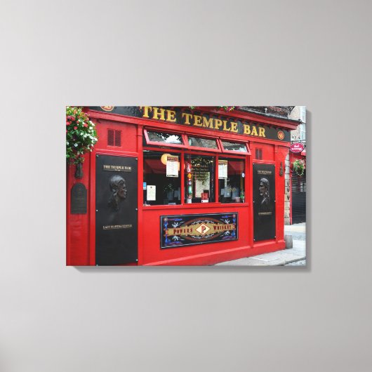 Red Temple Bar pub in Dublin canvas Afdruk (Voorkant)