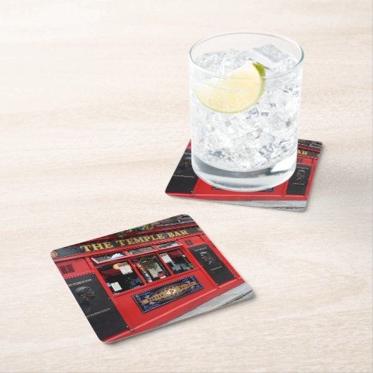 Red Temple Bar pub in Dublin Kartonnen Onderzetters (Insitu)