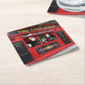 Red Temple Bar pub in Dublin Kartonnen Onderzetters (Schuin)