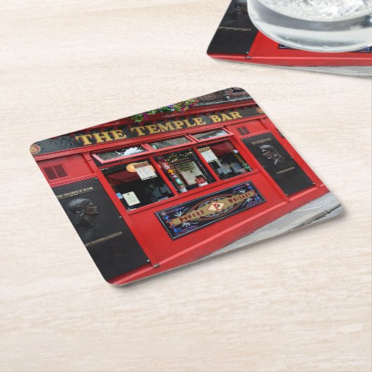 Red Temple Bar pub in Dublin Kartonnen Onderzetters (Schuin)