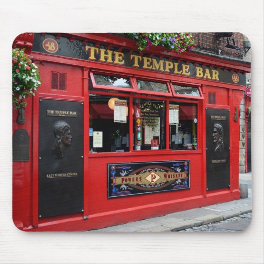 Red Temple Bar pub in Dublin mousepad Muismat (Voorkant)