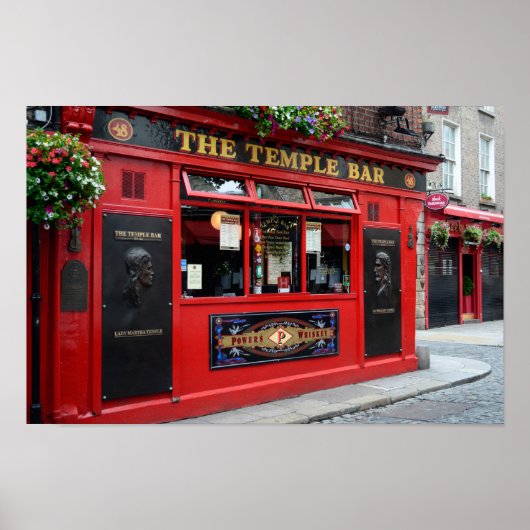 Red Temple Bar pub in Dublin poster (Voorkant)