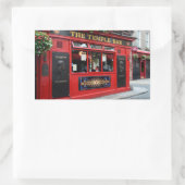 Red Temple Bar pub in Dublin Rechthoekige Sticker (Tas)