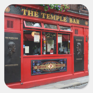 Red Temple Bar pub in Dublin Vierkante Sticker