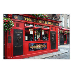Red Temple Bar-pub op Dublin-foto Foto Afdruk