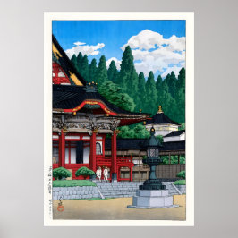 Red Temple van Kawase Hasui Poster