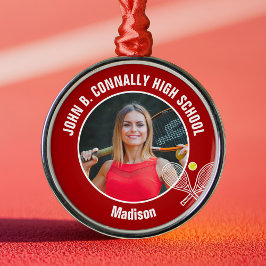 Red Tennis Player Photo High School Christmas Metalen Ornament