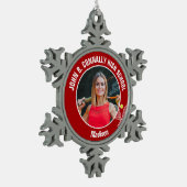 Red Tennis Player Photo High School Spirit Tin Sneeuwvlok Ornament (Links)