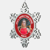 Red Tennis Player Photo High School Spirit Tin Sneeuwvlok Ornament (Rechts)