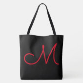 red tennis racks on black tote bag (Achterkant)