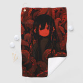 Red Tentacle Horror Anime Girl Golfhanddoek (Insitu)