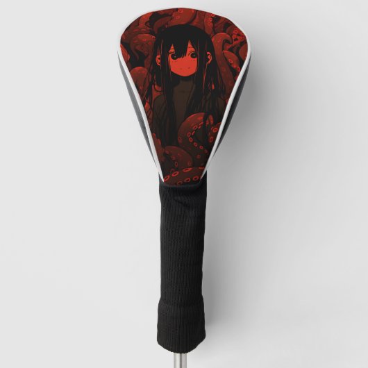 Red Tentacle Horror Anime Girl Golfheadcover (Voorkant)