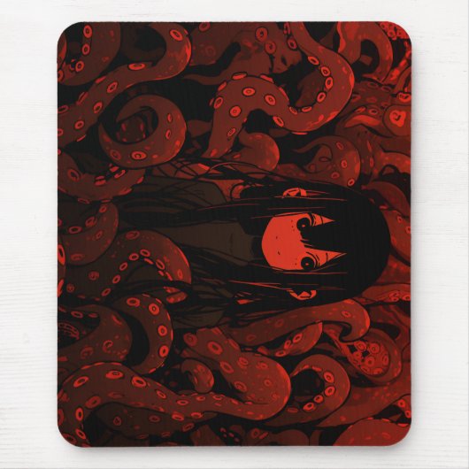 Red Tentacle Horror Anime Girl Muismat (Voorkant)