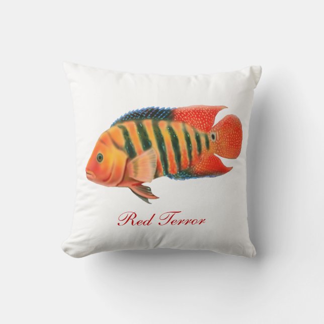 Red Terror Cichlid Fish Pillow Kussen (Voorkant)