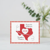 Red Texas Curling Ribbon Save the Date Briefkaart (Staand voorkant)