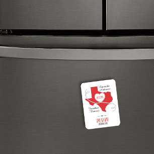 Red Texas Curling Ribbon Save the Date Magneet