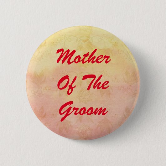 Red Text Moeder van Groom Pinback Button (Voorkant)