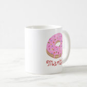 Red Text Pink Sprinkled Donut en Naam Koffie Koffiemok (Voorkant rechts)