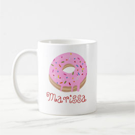 Red Text Pink Sprinkled Donut en Naam Koffie Koffiemok