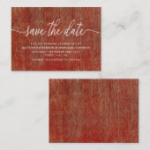Red Textile Save the Date Informatiekaartje (Voorkant / Achterkant)