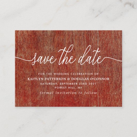 Red Textile Save the Date Informatiekaartje (Voorkant)