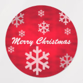 Red Textured Merry Kerstmis met Snowflakes Labels (Design 1)