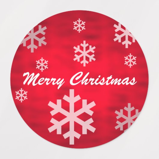 Red Textured Merry Kerstmis met Snowflakes Labels (Design 1)
