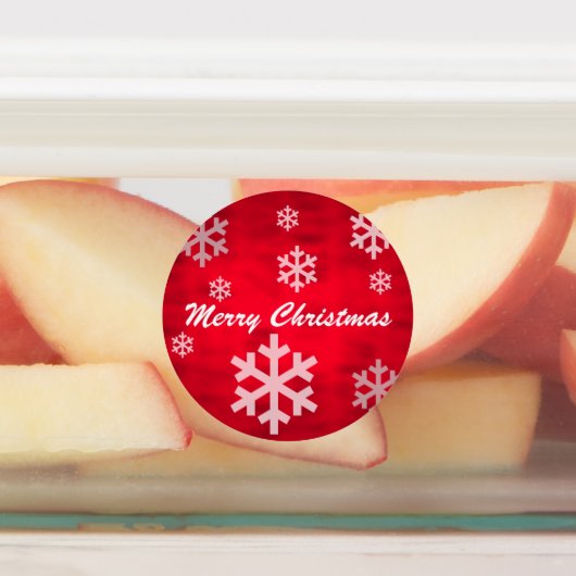 Red Textured Merry Kerstmis met Snowflakes Labels (Aangebracht)