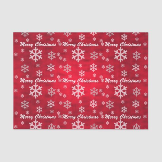Red Textured Merry Kerstmis met Snowflakes Tissuepapier (Voorkant)