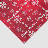 Red Textured Merry Kerstmis met Snowflakes Tissuepapier (Detail)