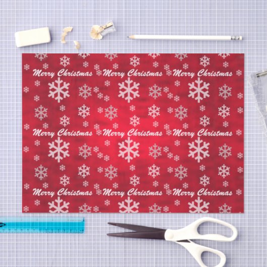Red Textured Merry Kerstmis met Snowflakes Tissuepapier (Craft)