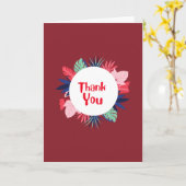 Red Thank You card with tropical flowers Kaart (Gele Bloem)