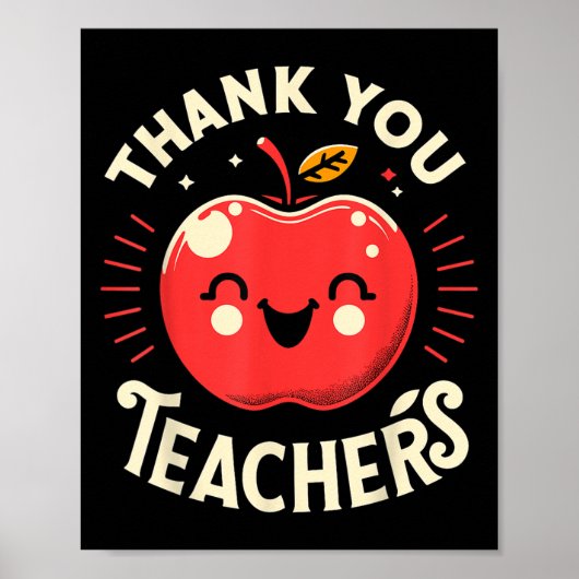 Red Thank You Teachers Motivational Appreciation F Poster (Voorkant)
