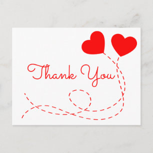 Red Thank You Wedding Heart Balloons Vrijgezellenf Briefkaart
