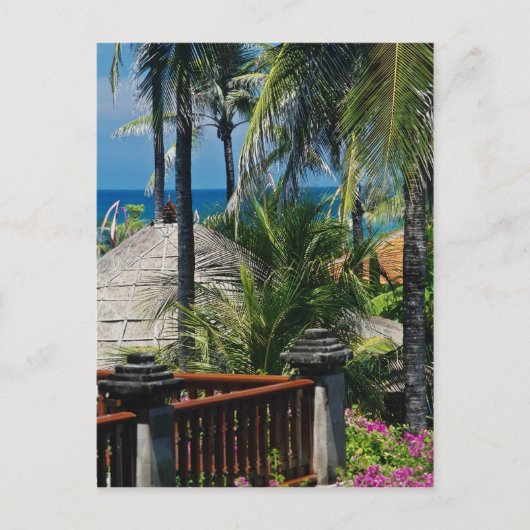 Red Thatched huts bij het strand, Nusa Dua, Bali,  Briefkaart (Voorkant)