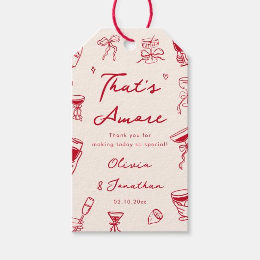 Red That's Amore Engagement Party Cadeaulabel (Voorkant)
