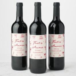 Red That's Amore Hand Drawn Wedding Wijn Etiket